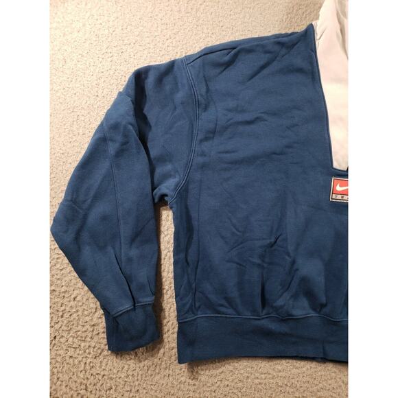 Nike Sweatshirt Women's Large Blue 1/2 Zip Fleece Team Jacket Cotton Stretch - Picture 2 of 12